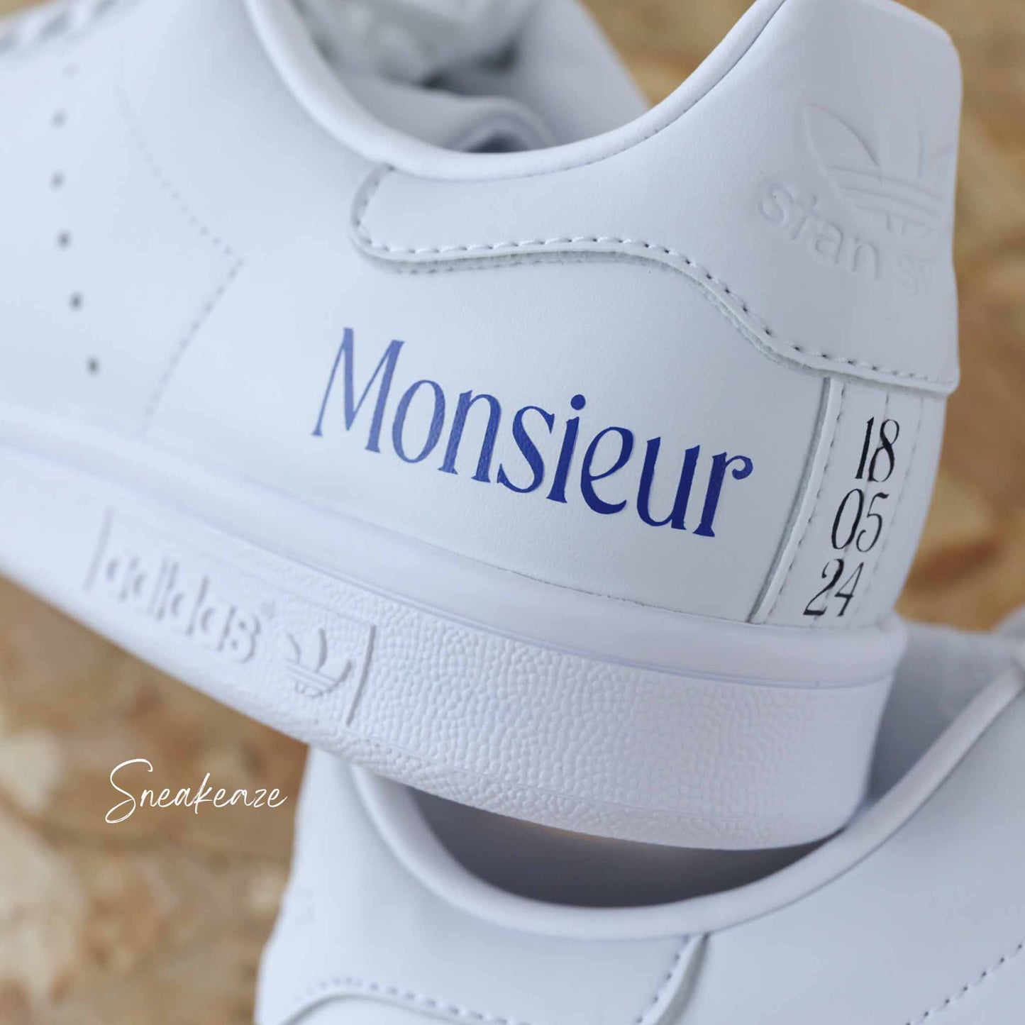 baskets Adidas stan smith mariage personnalisées - wedding day personnalisation prénoms des futurs mariés et initiales sur le thème de l'amour - sneakeaze customs skz