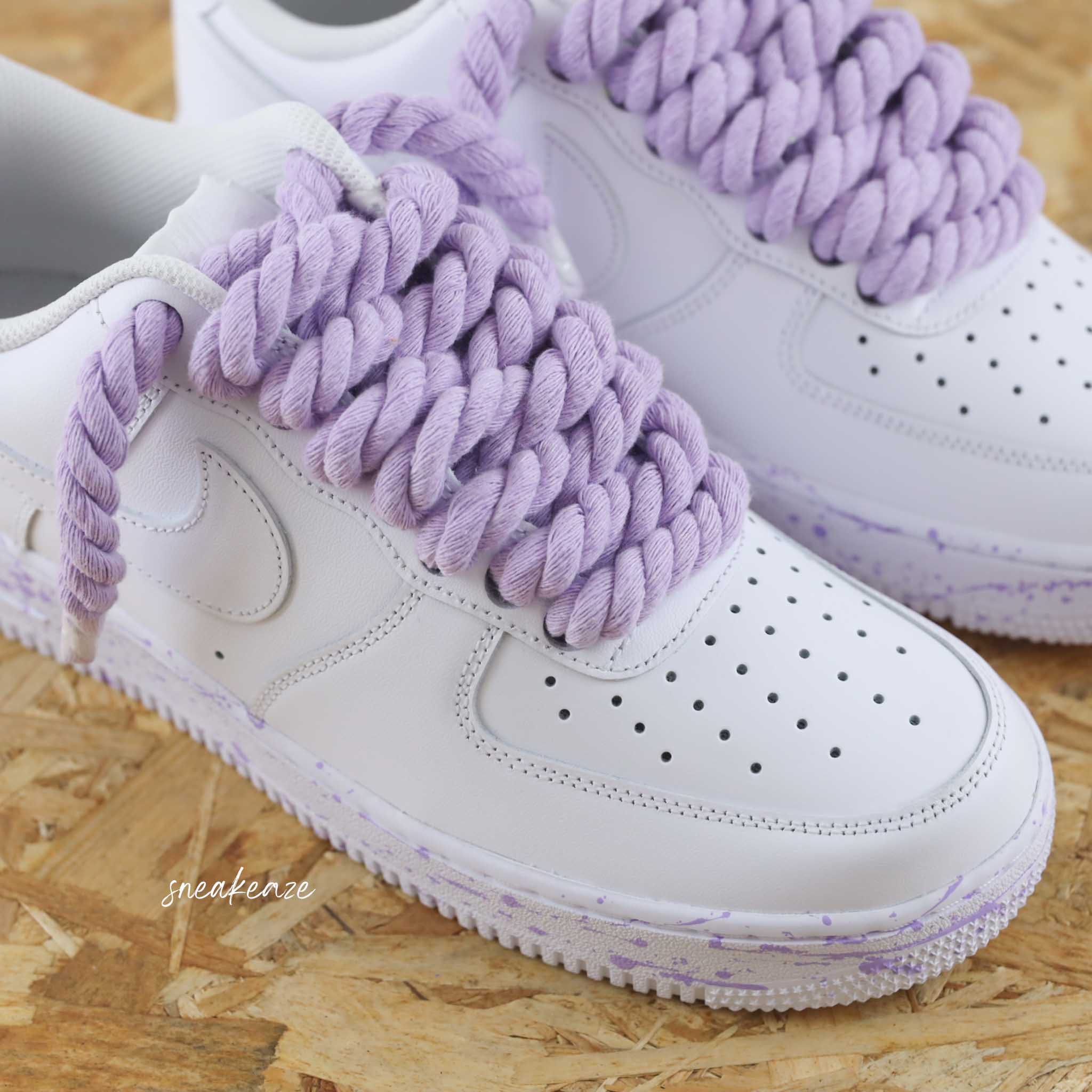 Nike Air Force 1 custom Rope laces splash violet clair gros lacets cordes SNEAKEAZE CUSTOMS