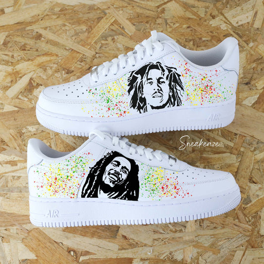 baskets nike air force 1 custom jamaica couleur jamaique bob marley raggae - sneakeaze custom skz