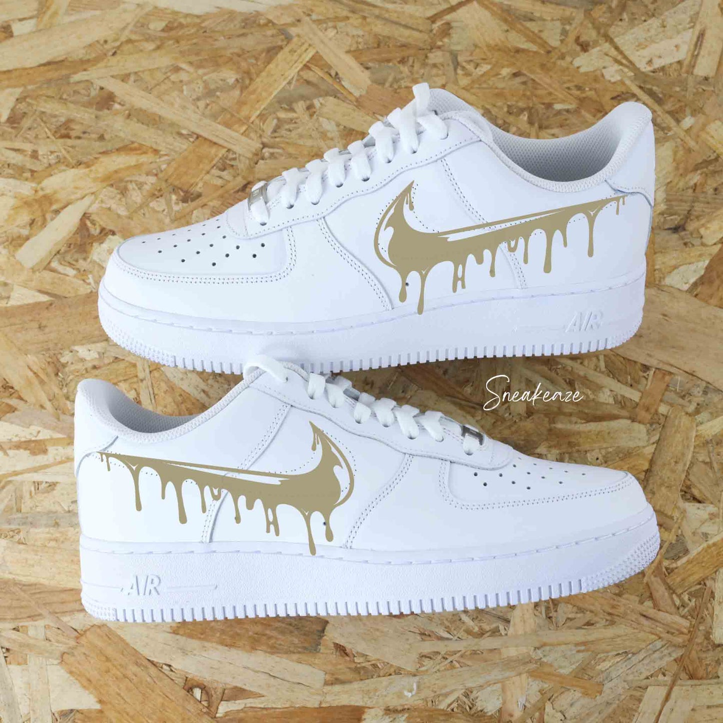 nike air force 1 custom drip  beige pastel sneakeaze customs sneakers personnalisées