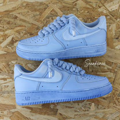 Lacets Corde Rope Laces - Nike Air Force 1 Custom gros lacets full unc blue | sneakeaze baskets personnalisées pour homme sneakers bleu 