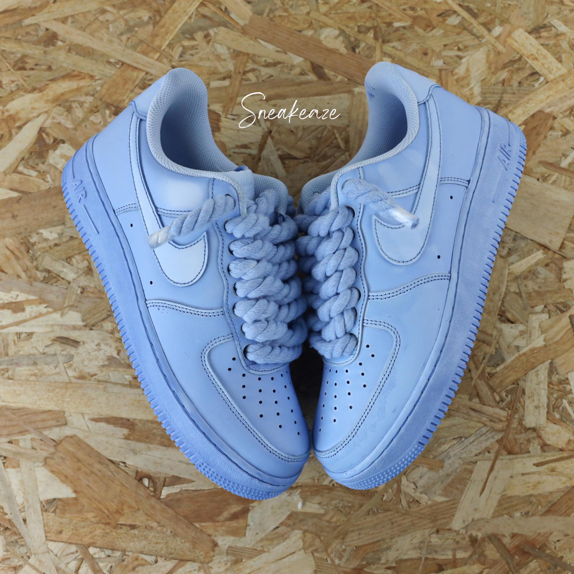 Lacets Corde Rope Laces - Nike Air Force 1 Custom gros lacets full unc blue | sneakeaze baskets personnalisées pour homme sneakers bleu 