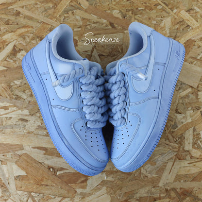 Lacets Corde Rope Laces - Nike Air Force 1 Custom gros lacets full unc blue | sneakeaze baskets personnalisées pour homme sneakers bleu 