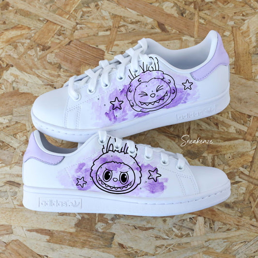 Baskets personnalisées à la main Adidas stan smith custom labubu kawaii dessin animé monstre sneakeaze custom skz