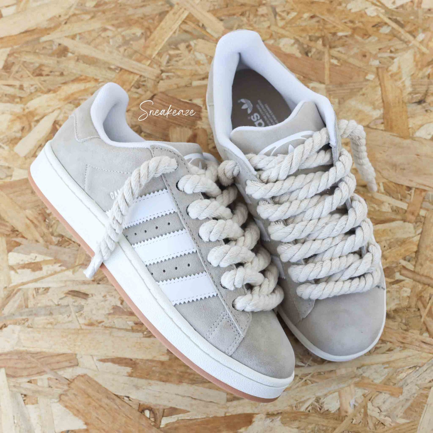 baskets Adidas Campus custom - chaussures personnalisées rope laces gros lacets custom sneakeaze custom skz