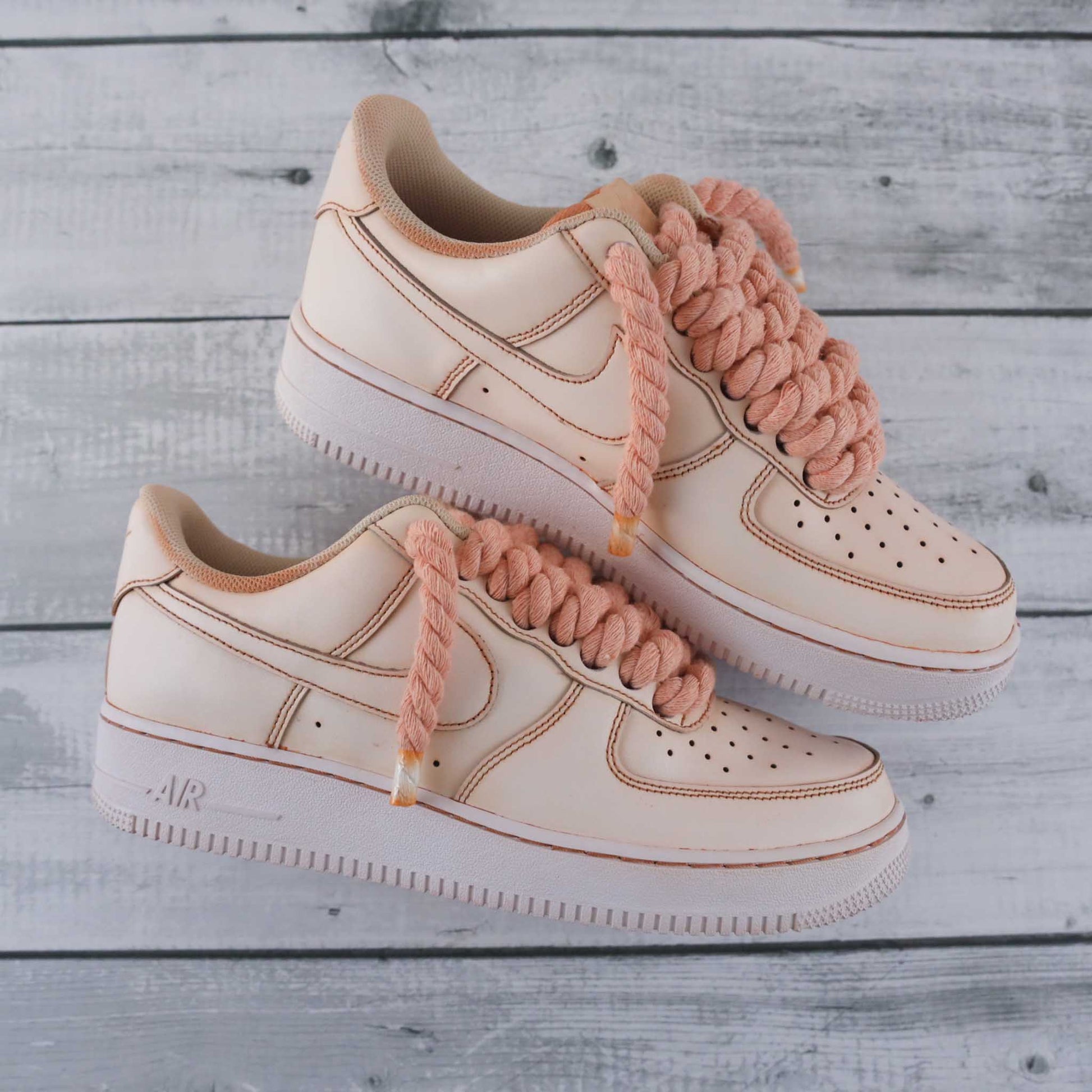 nike air force 1 custom rope laces orange sneakers custom nike gros lacets en corde air force big laces af1 custom