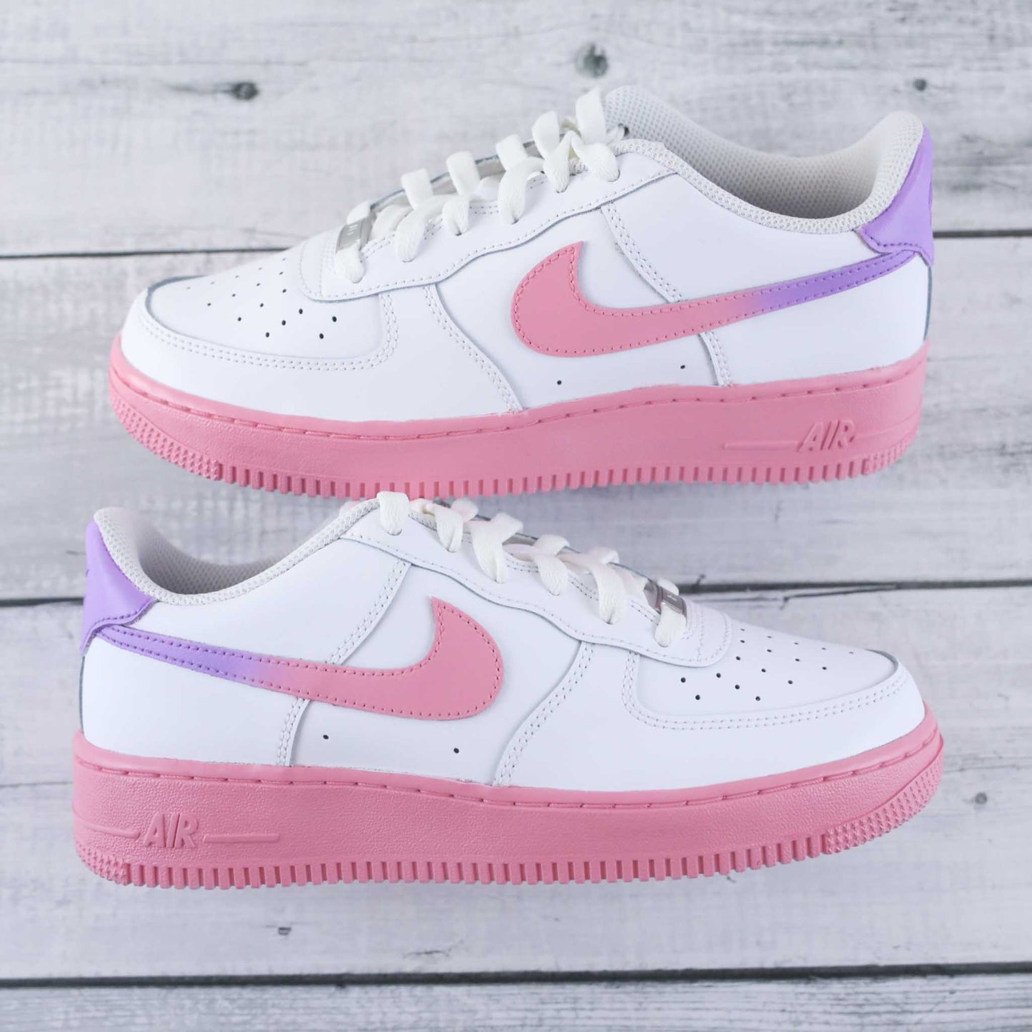 nike air force 1 custom rose pastel sneakers nike lila af1 violettes baskets custom femme nike rose personnalisé