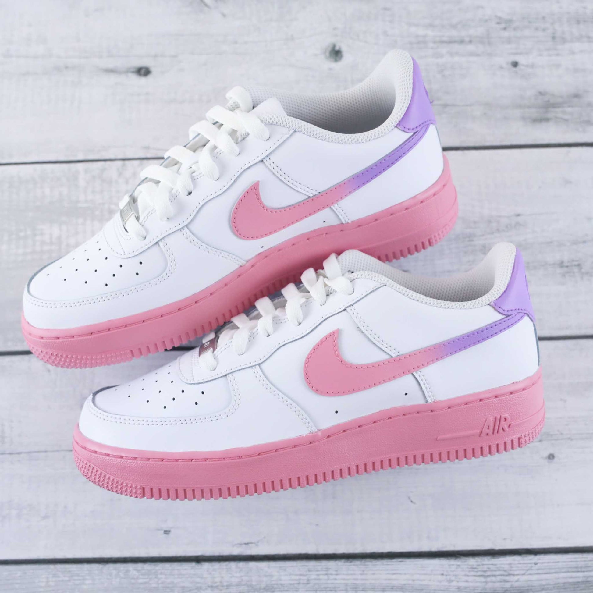 nike air force 1 custom rose pastel sneakers nike lila af1 violettes baskets custom femme nike rose personnalisé