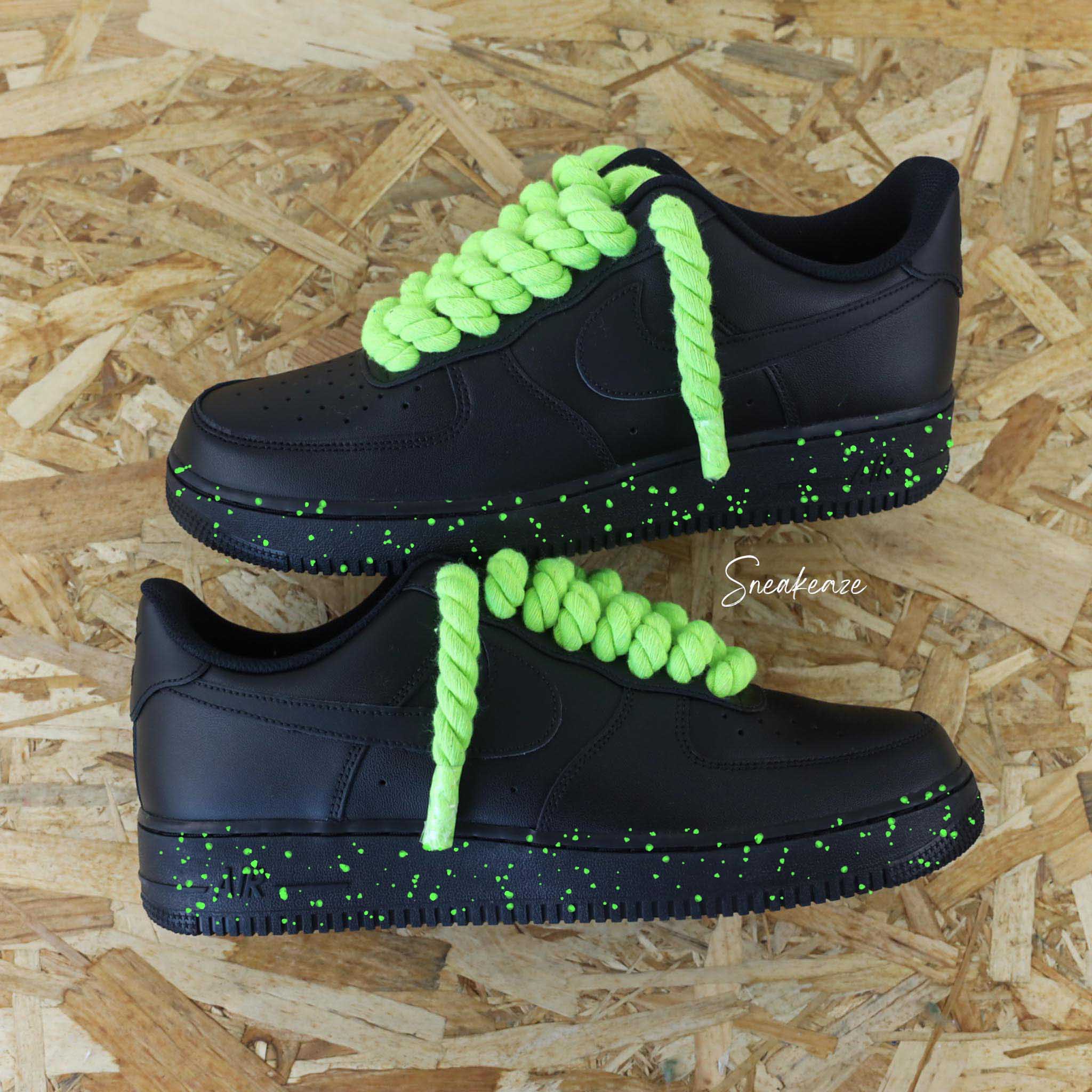 Rope Laces Splash couleur au choix Air Force 1 black custom