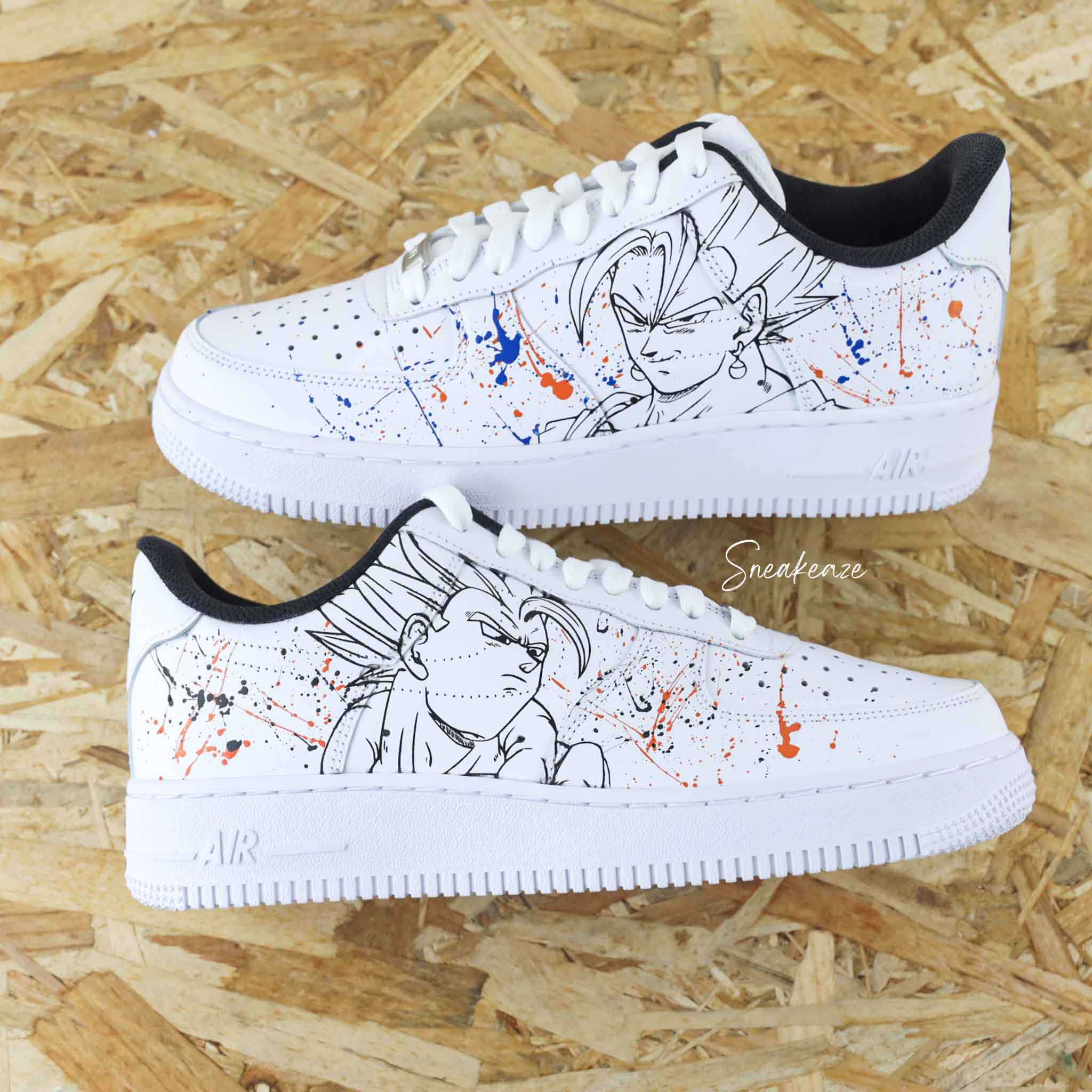 Nike Air Force 1 custom Gogeta baskets personnalisees sur mesure pour homme et femme SNEAKEAZE CUSTOMS