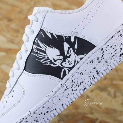 Baskets Nike Air force 1 custom dessin Dragon Ball Z vegeta manga animé japonais sneakeaze custom skz