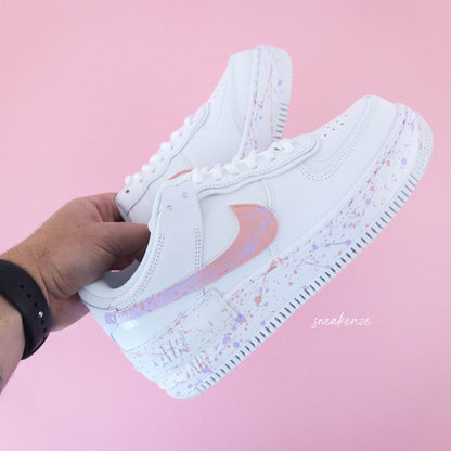 baskets nike air force 1 shadow custom splash pastel rose et lila sneakers af1 sneakeaze