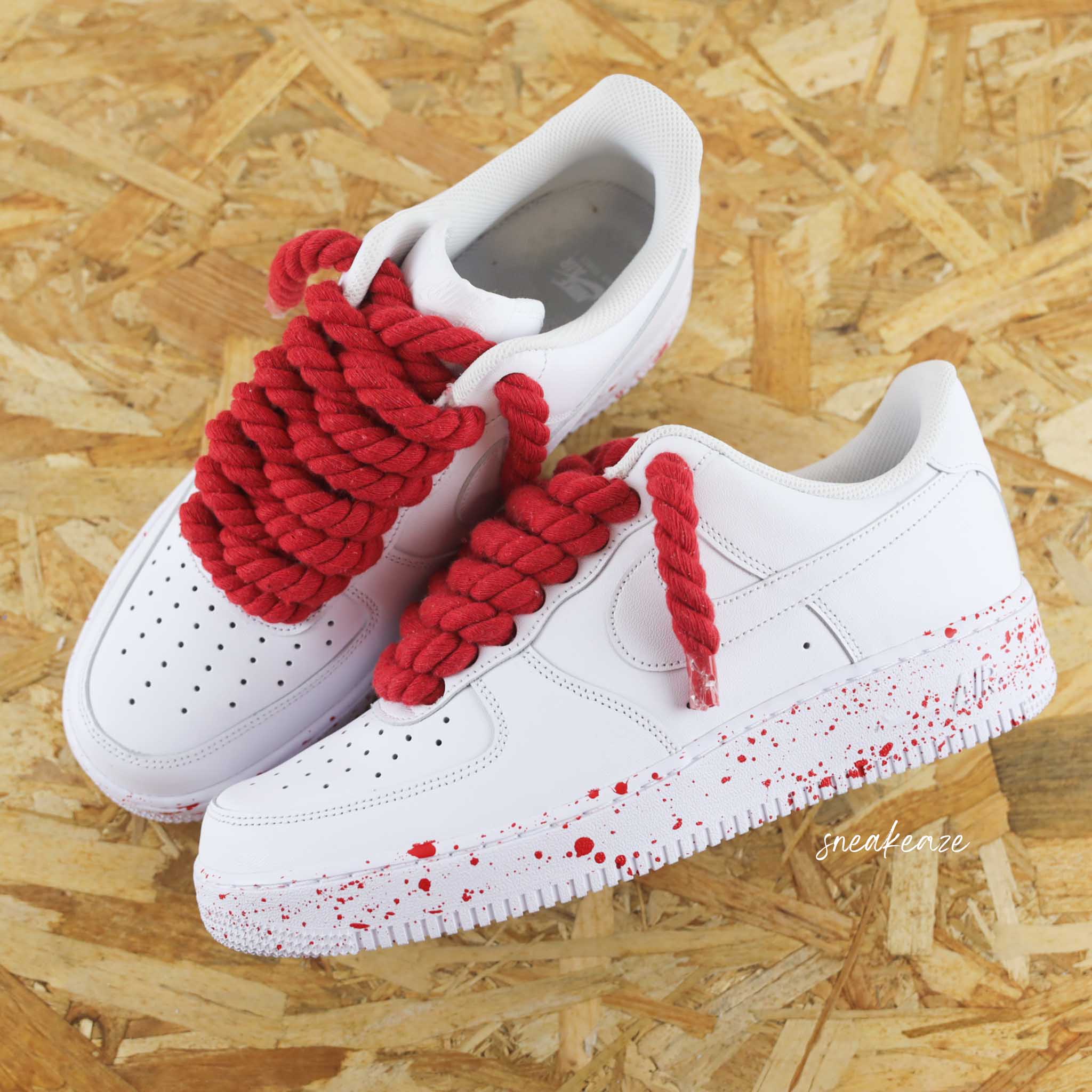 Nike Air Force 1 custom Rope laces splash SNEAKEAZE CUSTOMS