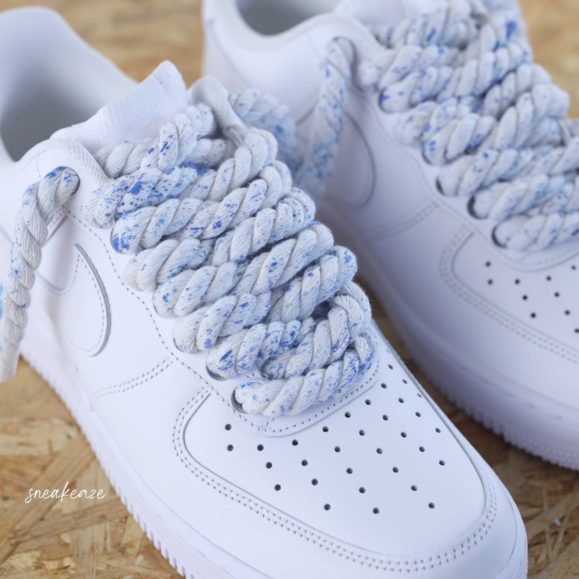 Lacets corde pour modèle Rope Laces - gros lacet corde pour nike air force 1 custom splash bleu
 sneakeaze custom