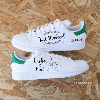 Wedding Custom baskets adidas stan smith personnalisation mariage wedding unisexe peinte à la main sneakeaze customs skz