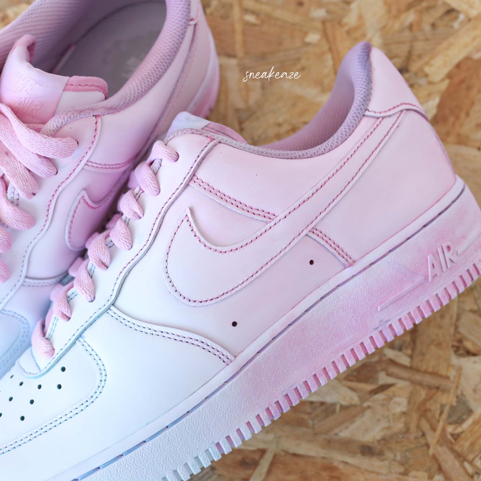 nike air force 1 custom dip dye sneakers men AF1 full pink teinture sneakeaze hype