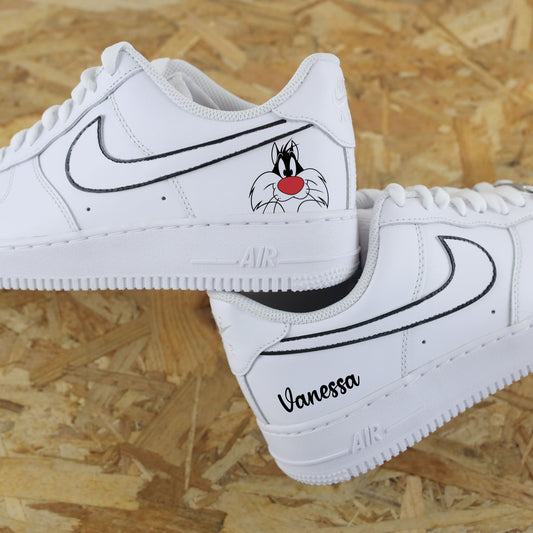 Baskets Nike Air Force 1 custom Grosminet et inscription du prénom sneakeaze custom