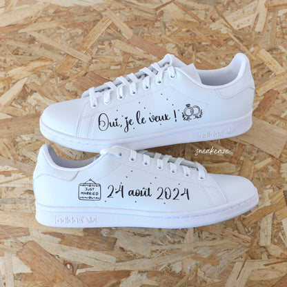 baskets adidas stan smith custom wedding - sneakers personnalisées pour mariage sneakeaze customs skz