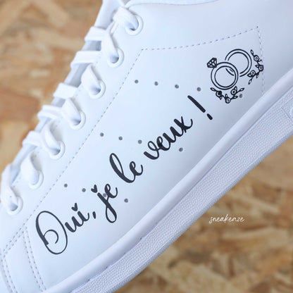 baskets adidas stan smith custom wedding - sneakers personnalisées pour mariage sneakeaze customs skz