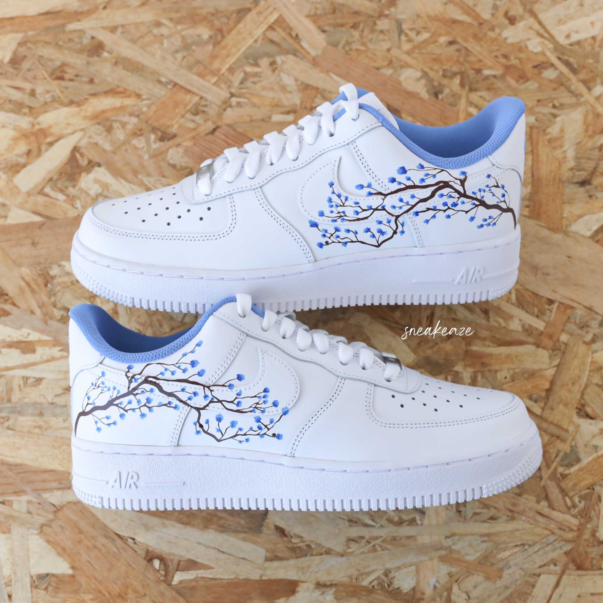 nike personnalisées à la main air force 1 custom sakura cherry blossom pastel sneakers af1 sneakeaze