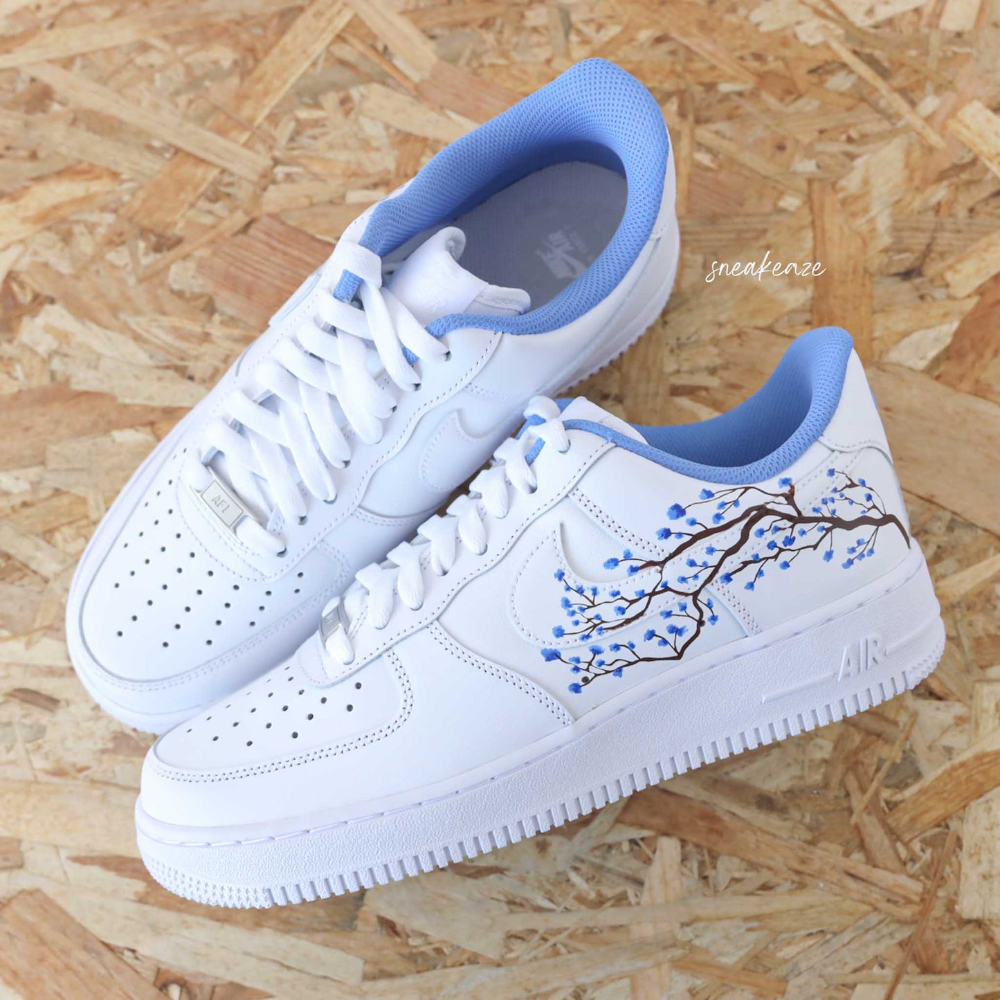 nike personnalisées à la main air force 1 custom sakura cherry blossom pastel sneakers af1 sneakeaze