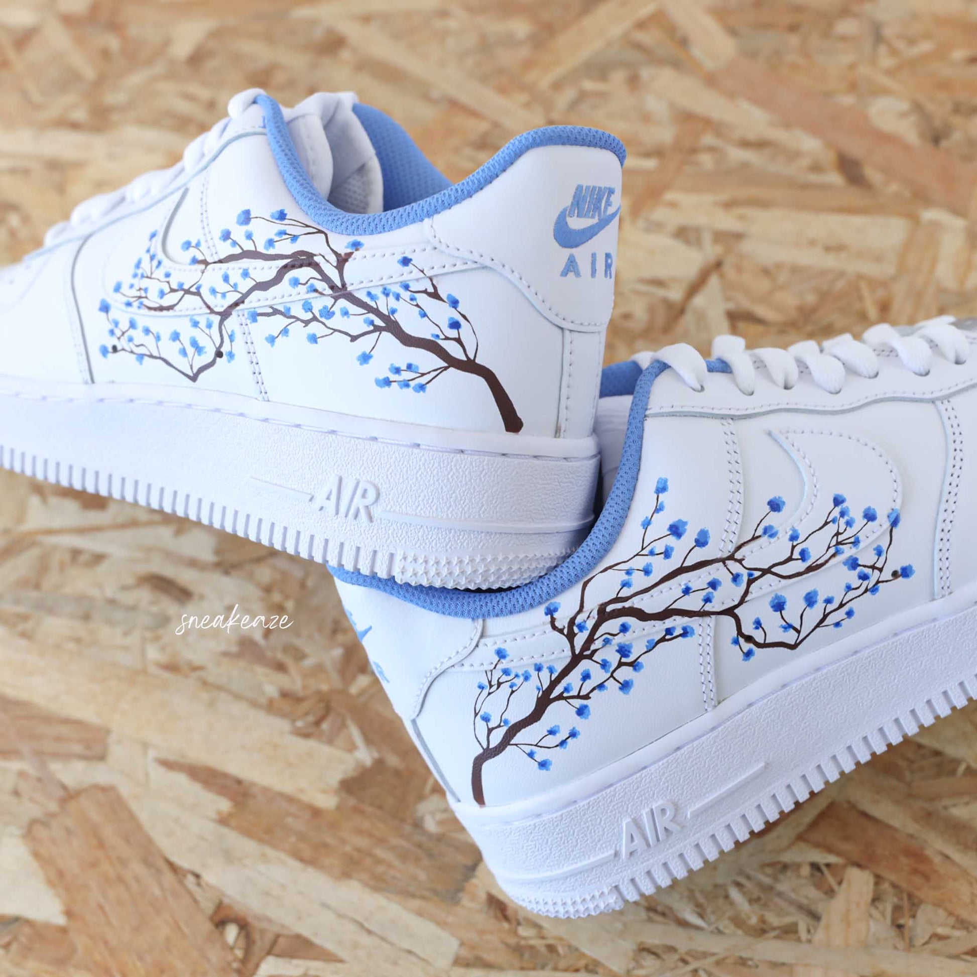 nike personnalisées à la main air force 1 custom sakura cherry blossom pastel sneakers af1 sneakeaze