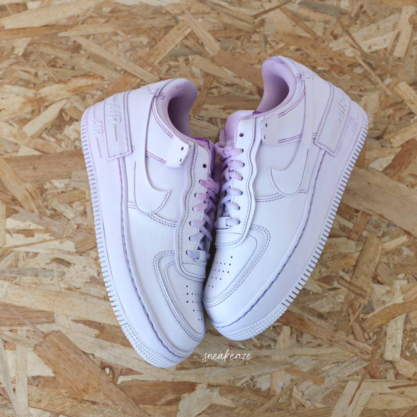 Baskets AF1 custom Air Force 1 shadow Dip Dye lilac pastel unisexe