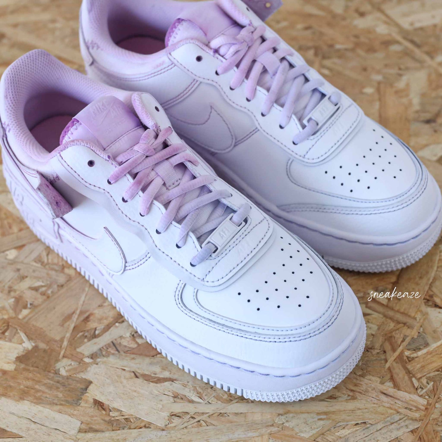 Baskets AF1 custom Air Force 1 shadow Dip Dye lilac pastel unisexe