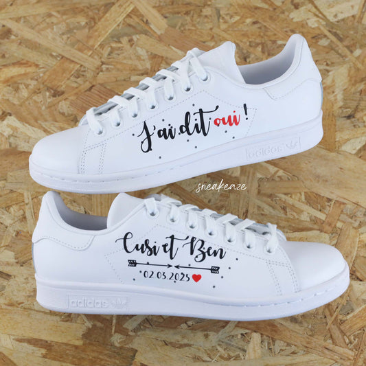 Baskets Adidas Stan smith custom j'ai dit oui wedding sneakeaze custom skz