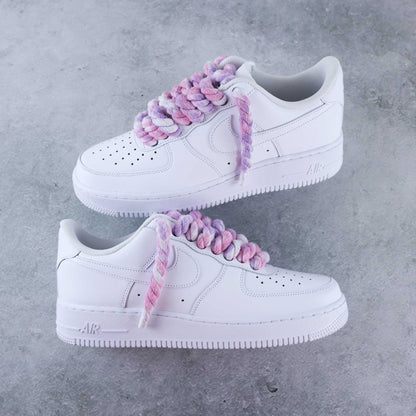 nike air force 1 custom rope laces rose baskets custom af1 gros lacets corde nike big laces