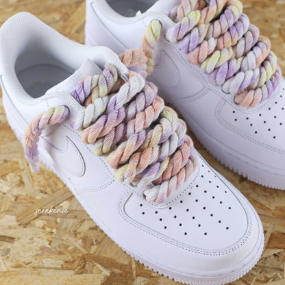 baskets nike air force 1 custom rope laces - lacets corde tie and dye blue sneakeaze skz custom