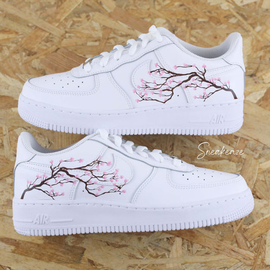 nike personnalisées à la main air force 1 custom sakura cherry blossom pastel sneakers af1 sneakeaze