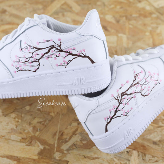 nike personnalisées à la main air force 1 custom sakura cherry blossom pastel sneakers af1 sneakeaze
