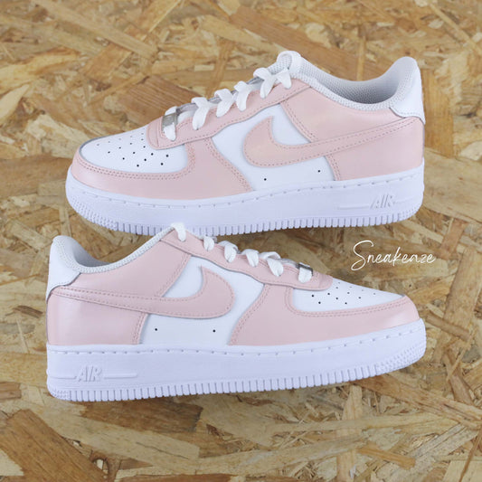 nike air force 1 custom rose pastel baskets custom femme enfants nike rose af1 pastel sneakers nike personnalisable