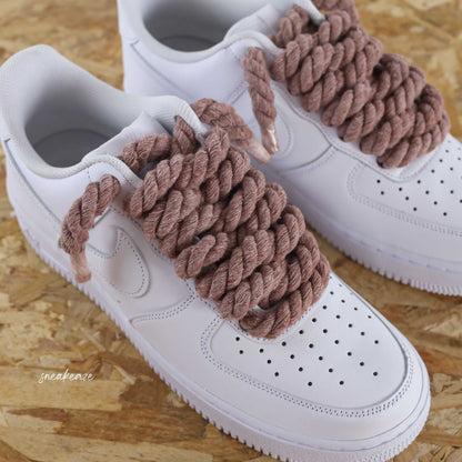 baskets nike air force 1 custom rope laces - lacets corde beige sneakeaze skz custom
