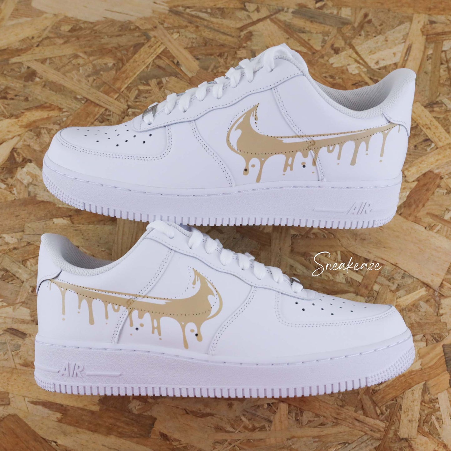 nike air force 1 custom drip  beige pastel sneakeaze customs sneakers personnalisées