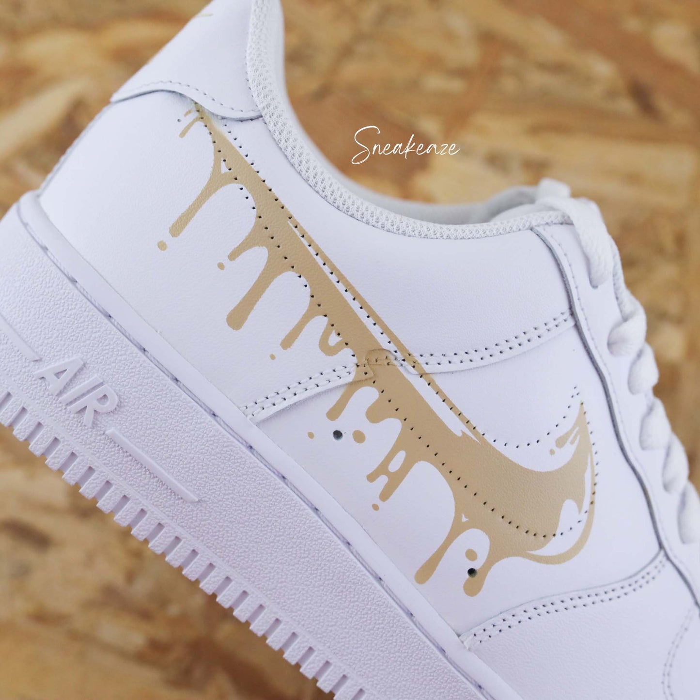 nike air force 1 custom drip  beige pastel sneakeaze customs sneakers personnalisées