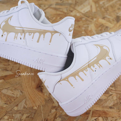 nike air force 1 custom drip  beige pastel sneakeaze customs sneakers personnalisées