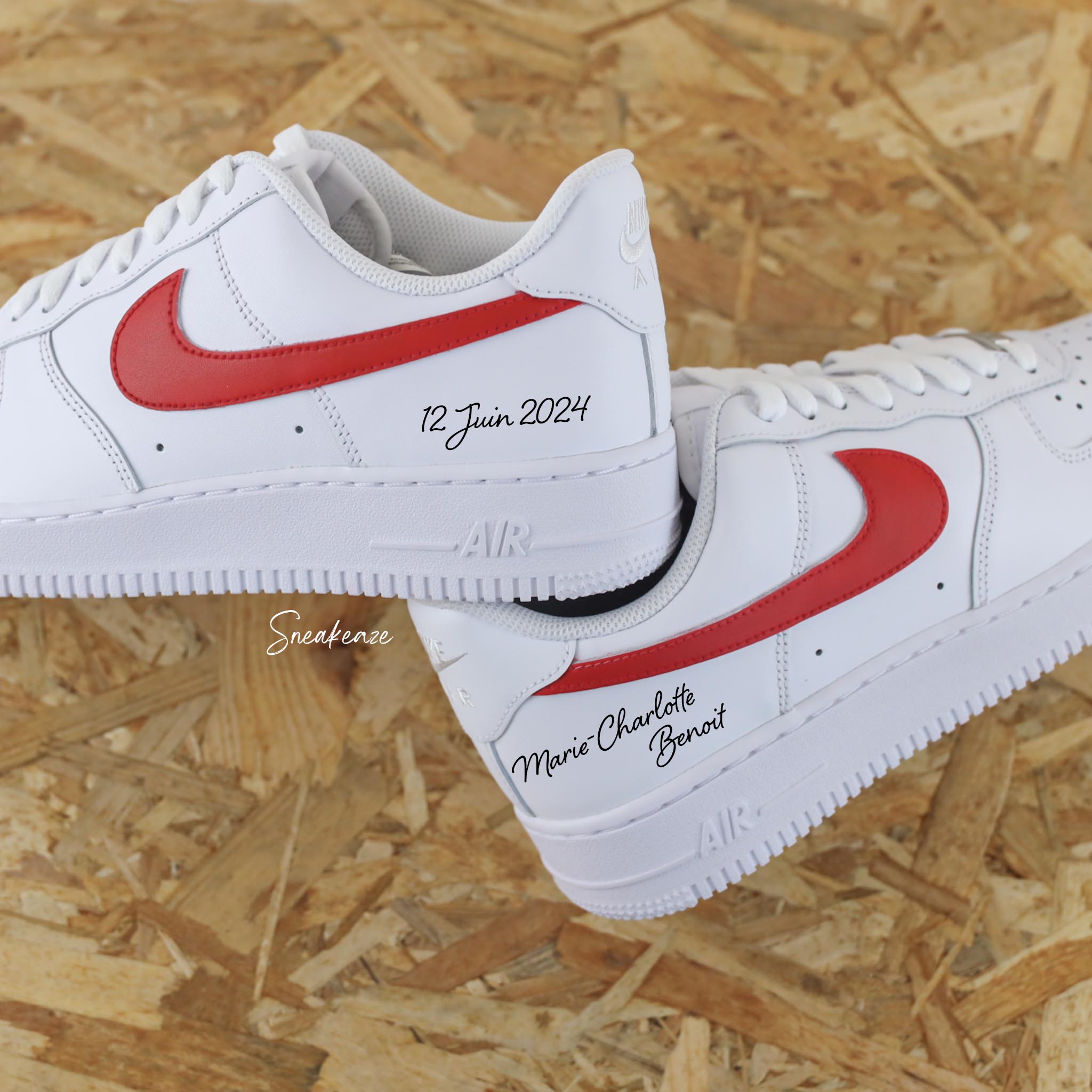 Nike Air Force 1 baskets personnalisees mariage prenoms date SNEAKEAZE CUSTOMS