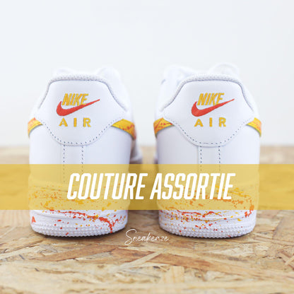 baskets nike air force 1 custom splash orange sneakers af1 sneakeaze
