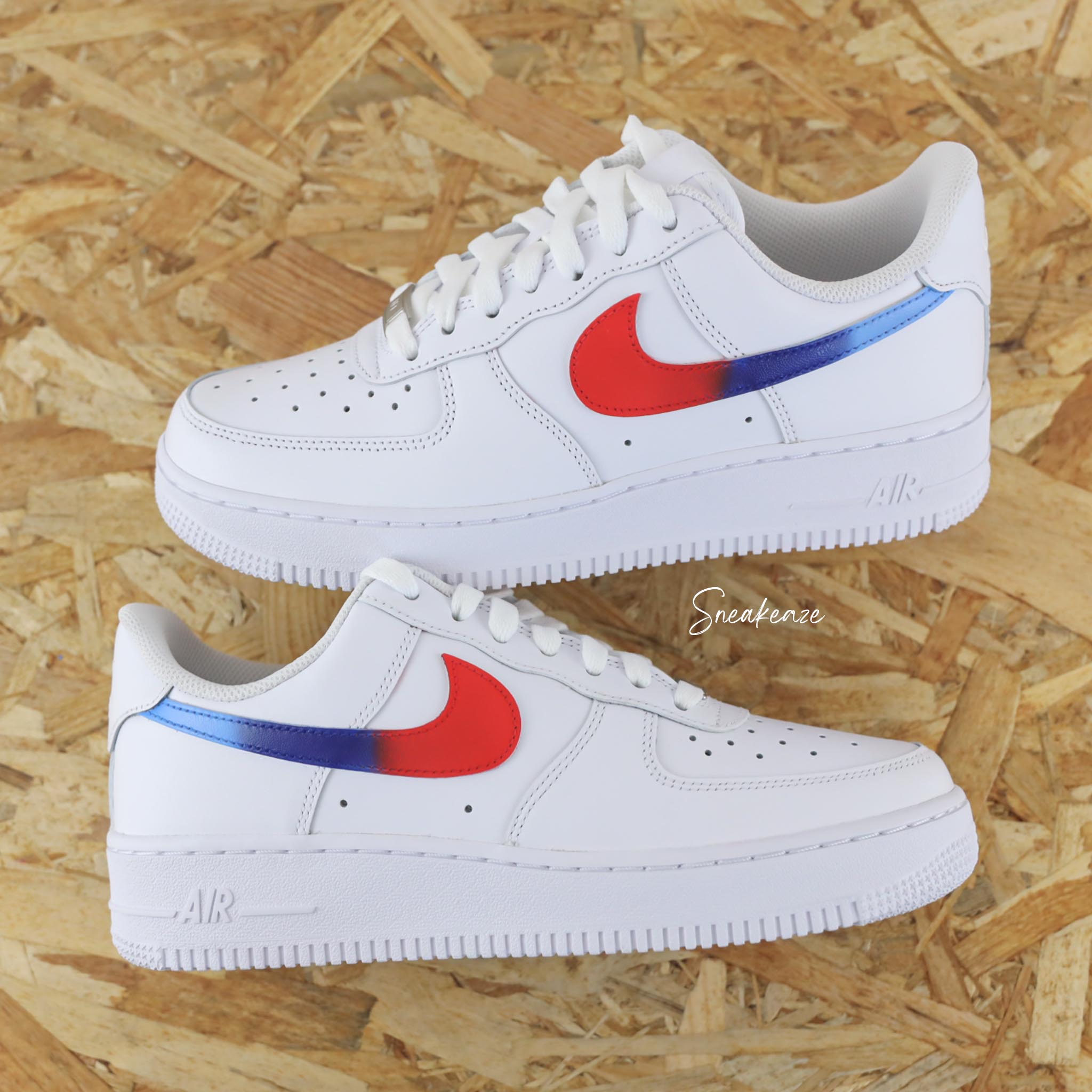 Nike air force 1 white red and blue on sale