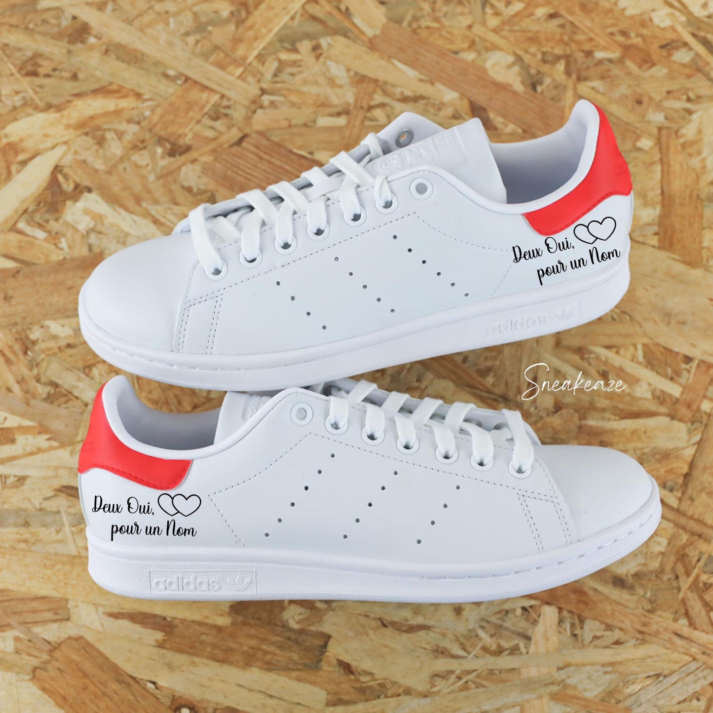 Adidas Stan smith Custom - baskets de mariage - deux oui pour un nom - sneakers personnalisé unisexe wedding shoes homme et femme 