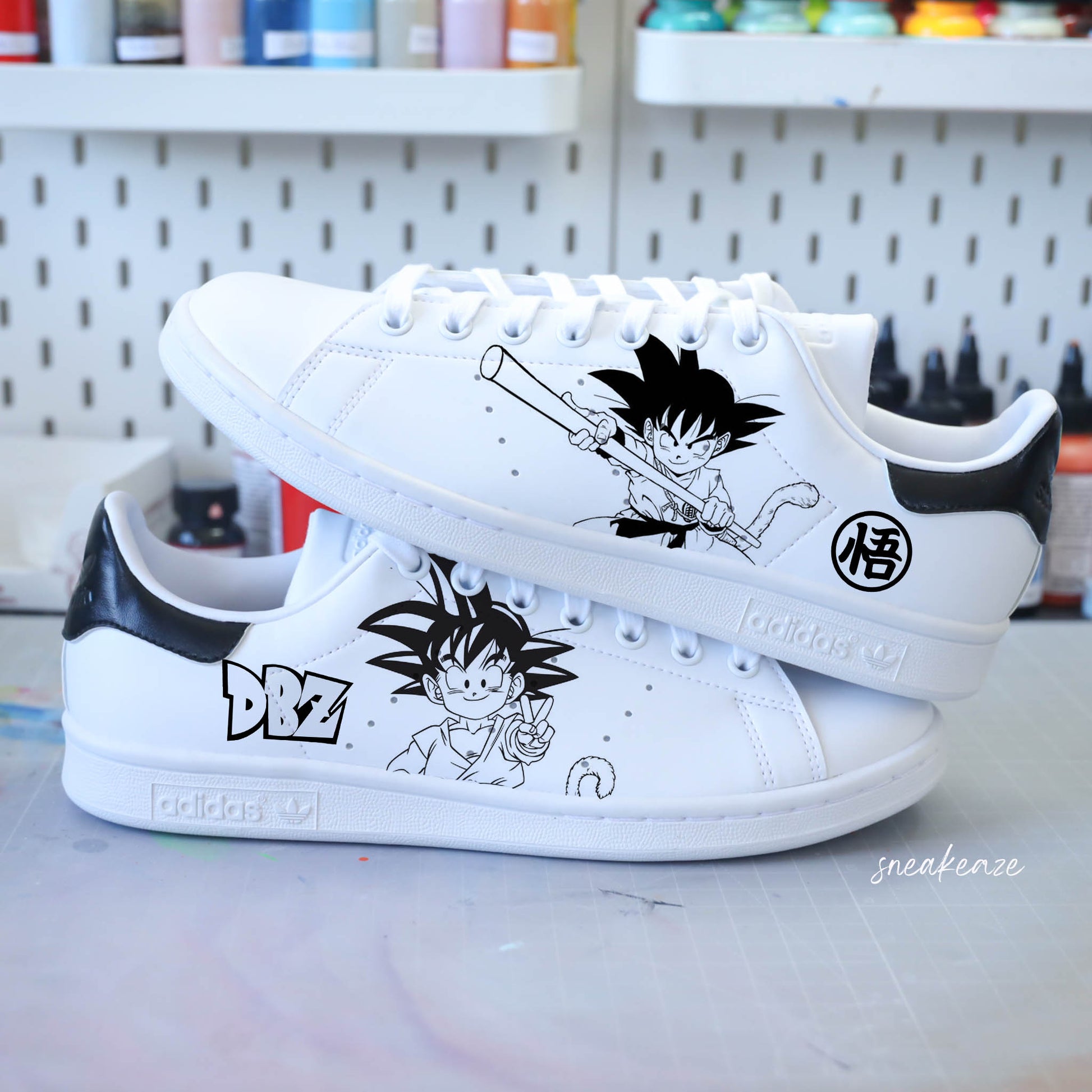 Baskets Adidas stan smith custom dbz dragon ball z goku manga animé japonais sneakeaze customs skz