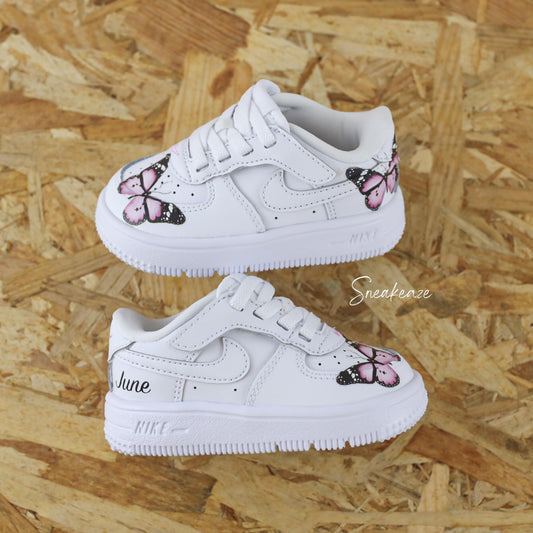 Papillons + Prénom (couleur au choix) - Air Force 1 custom enfant