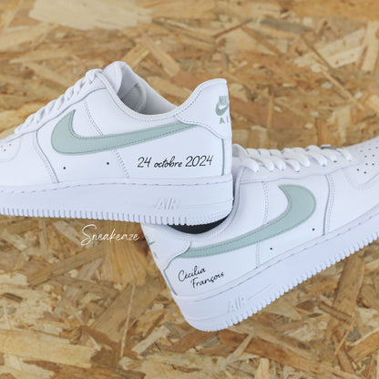 baskets nike air force 1 custom mariage inscription des initiales et date du mariage wedding sneakeaze customs skz