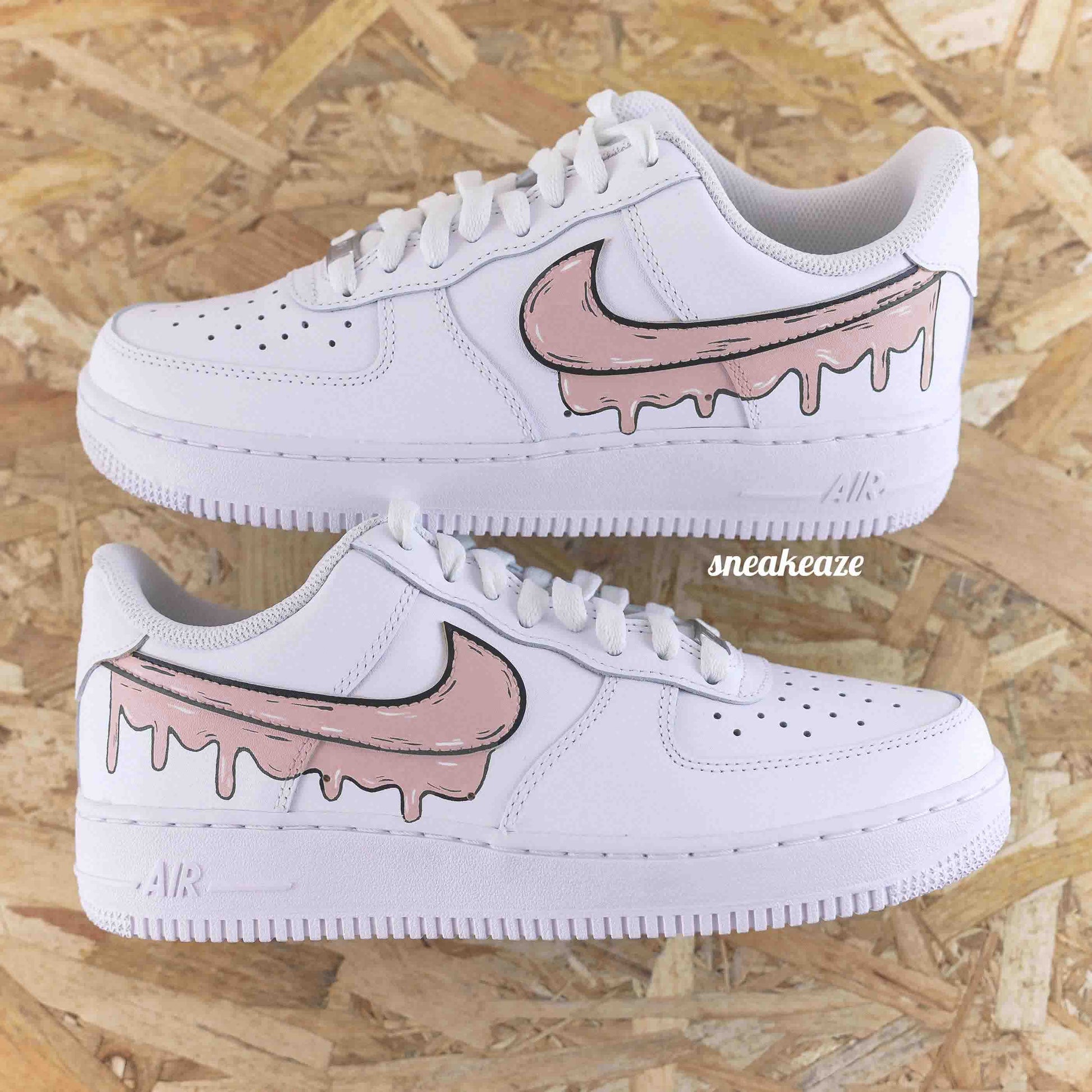 baskets nike air force 1 custom cartoon drip red sketch sneakeaze customs sneakers personnalisées