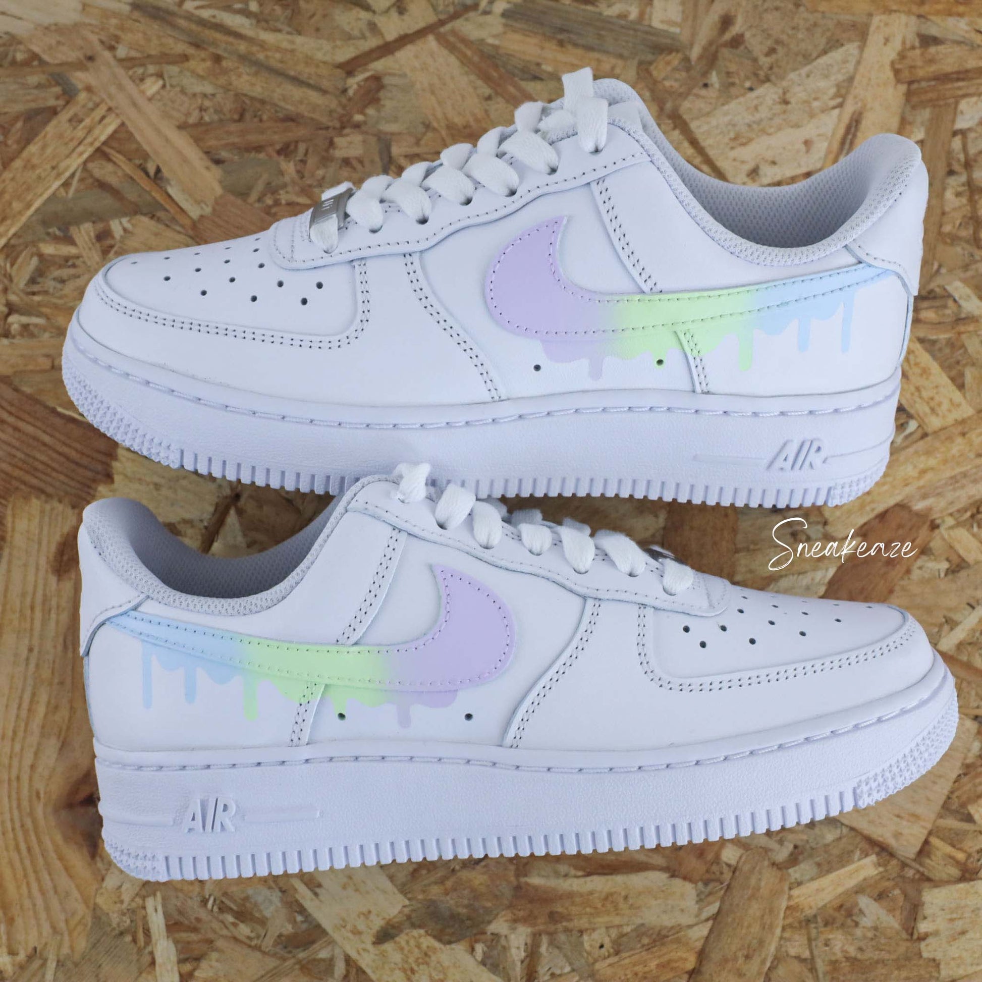 Drip Dégradé couleur pastel - Air Force 1 custom chaussures personnalisées sur-mesure - SNEAKEAZE CUSTOMS