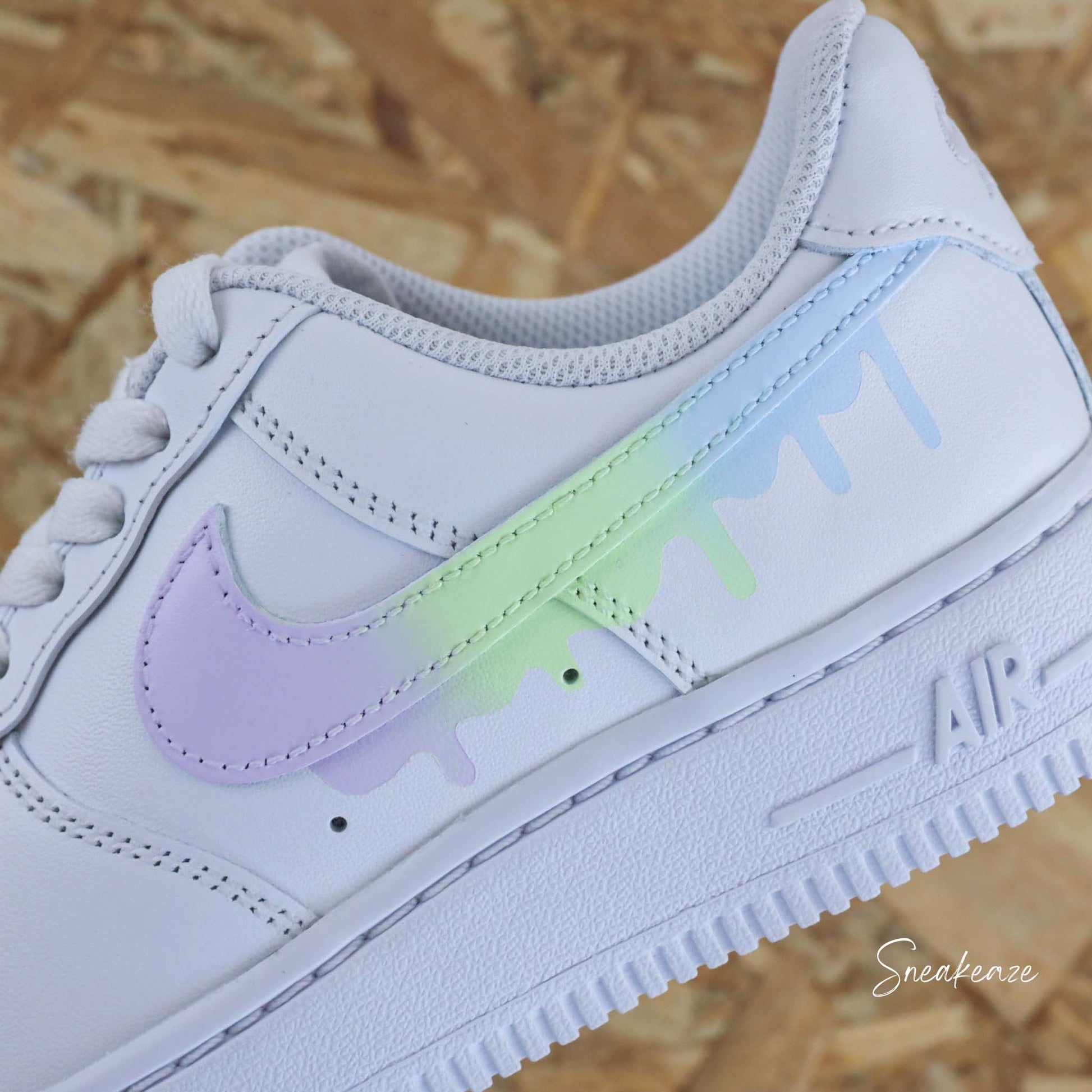 Drip Dégradé couleur pastel - Air Force 1 custom chaussures personnalisées sur-mesure - SNEAKEAZE CUSTOMS