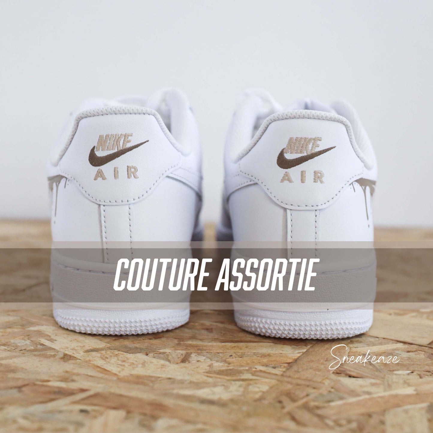nike air force 1 custom drip  dégradé beige et marron pastel sneakeaze customs sneakers personnalisées
