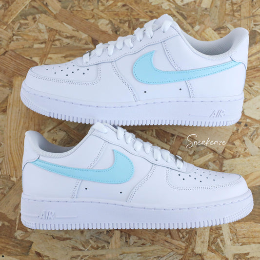 nike air force 1 turquoise baskets custom pour femme sneakers air force pastel personnalisées bleu clair